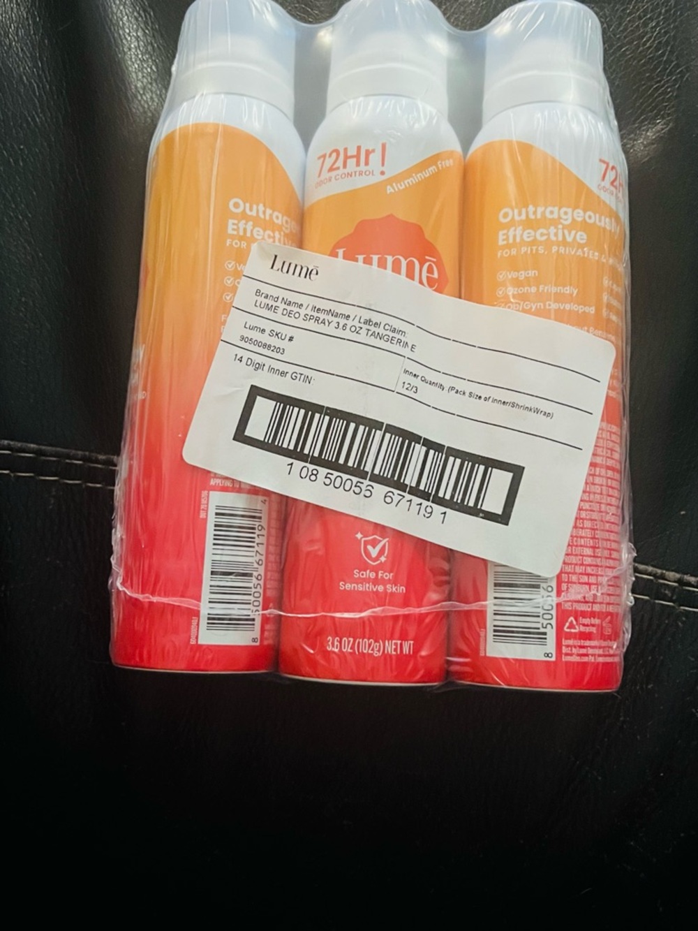 Lume Deodorant Spray 3-Pack in Tangerine